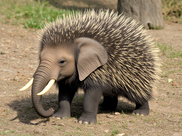 An elephant porcupine hybrid