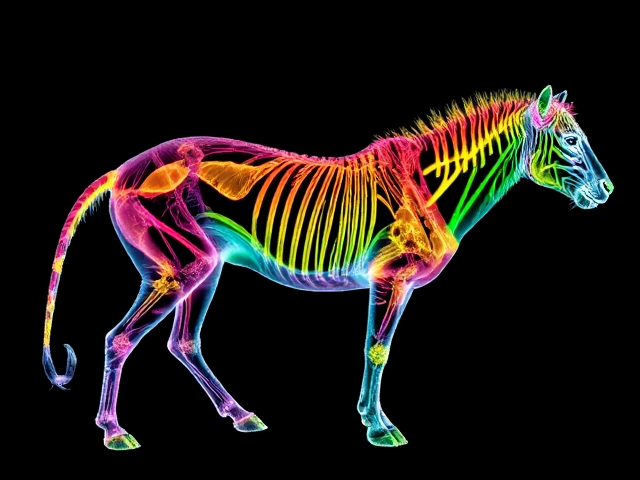 Rainbow animal kingdom black and xray side coloring of animals all around there bodies