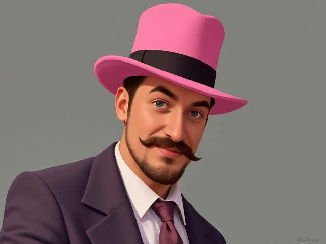 A gentlemen in a pink hat
