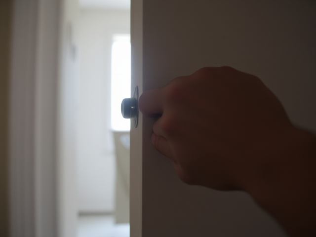 "A close-up of a hand slightly pulling open a closed door, revealing just a sliver of light coming from the other side. The scene is bright but mysterious, as viewers can’t see what’s inside the room. Only a glimpse of something shiny or important is barely visible beyond the door, making it feel like a secret is about to be uncovered. The image focuses on the tension of the moment, leaving viewers curious about what’s hidden behind the door and what they’re about to discover."