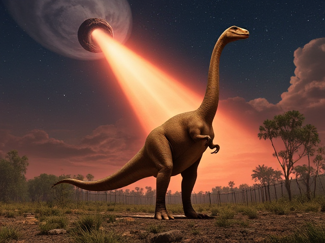 Brachiosaurus Standing up as a meteor kills the dinosaur