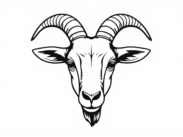 Create a single line vector of a goat head without horns