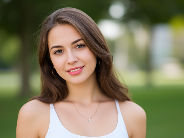 Beautiful Teenage girl wearing a tank top