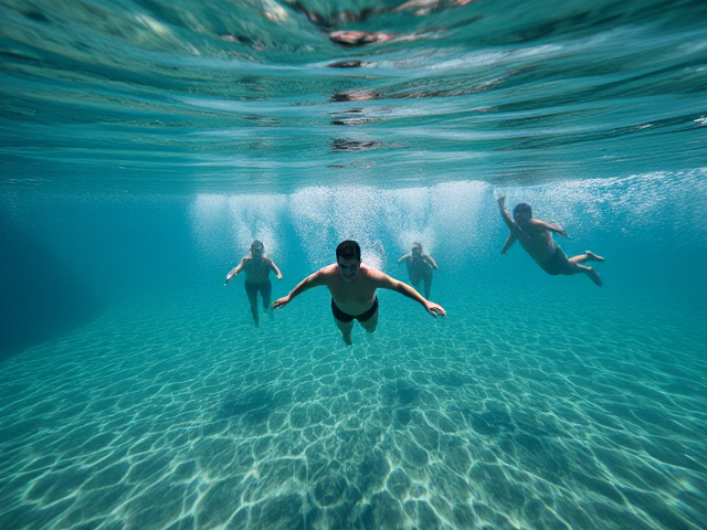 People swimming underwater