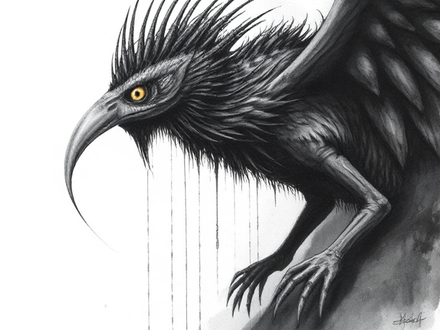 Ancient fantail bird beast