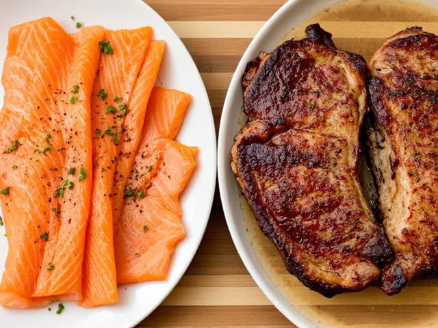 Smoked salmon and smoked pork chops