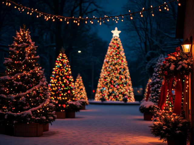 genere moi une image aux couleurs de noel, avec des tons clairs (en journée) pour annoncer de bonnes fetes