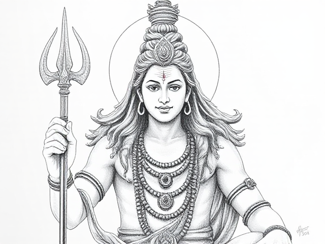Drawing of Lord shiva mascular 2d image like a drawing illustration