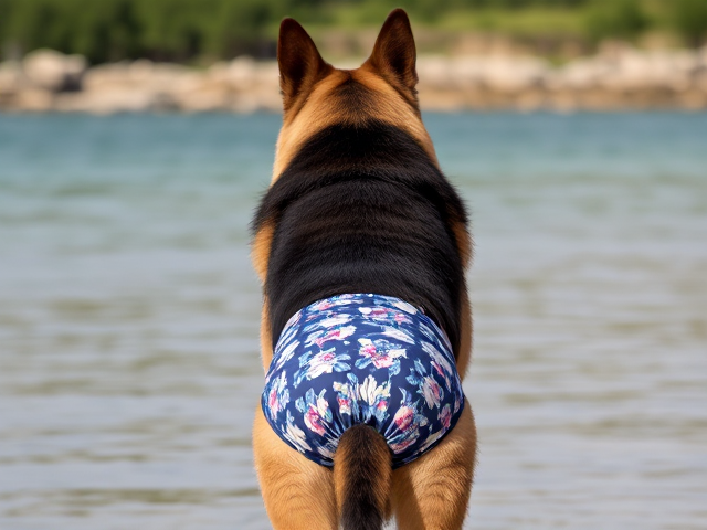 Anthropomorphic German shepherd high-cut swimsuit