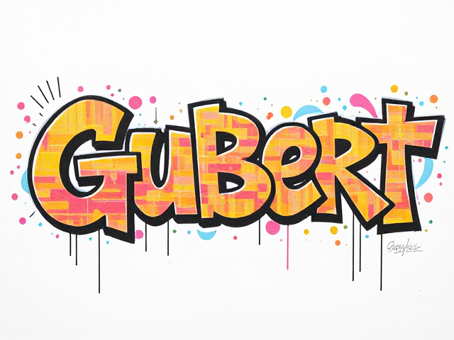 grafiti simple coloré sur fond blanc ecrit « Gubert »