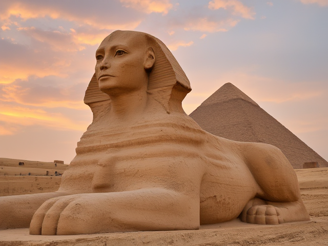 create an image that shows the sphinx in ancient Egyptian literature and ancient Egyptian mythology