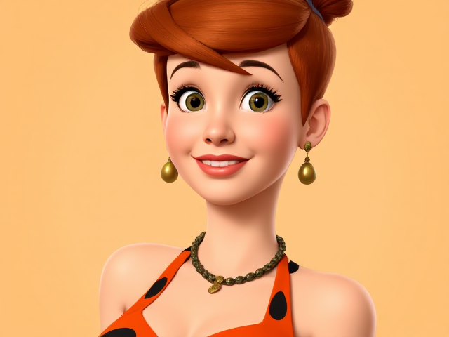 Pebbles Flintstone as a young adult woman.