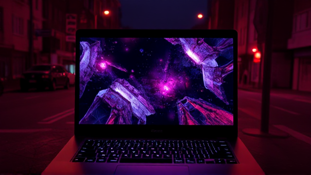 laptop but under the screen have small oblong screen over panel screen and is OLED and can be used for subtitles of movies