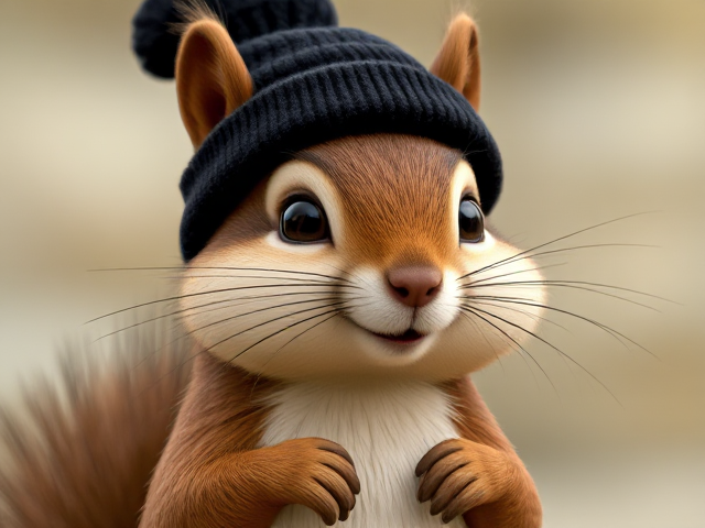 cartoon anthro squirrel wearing a black beanie