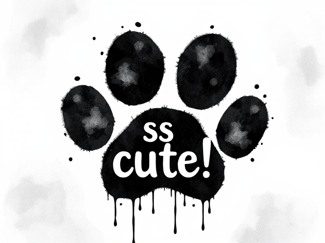 Create a dog pawprint icon that's black, and in the middle. Write so cute! with white color