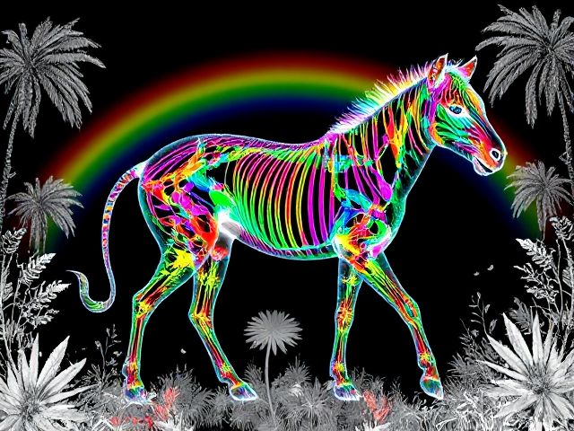 Rainbow animal kingdom black and xray side coloring of animals all around there bodies