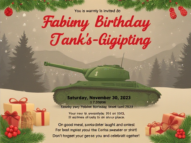 Chère Famille,

Vous êtes chaleureusement invités à célébrer le 42e anniversaire de Fabien, le samedi 30 novembre 2023 à 19h00, chez nous, sous le thème Tanks-giving.

Au programme : un bon repas, des rires, et un concours du meilleur pull ou t-shirt de Noël ! N’oubliez pas votre bonne humeur et votre esprit festif !

On a hâte de vous voir pour célébrer ensemble !