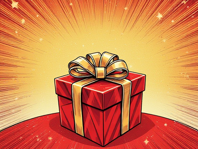 Christmas gift in red wrapping