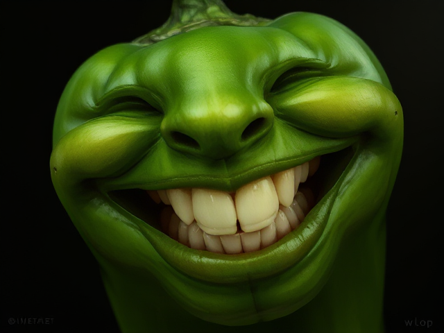 A Jalapeño Pepper smiling with human teeth.