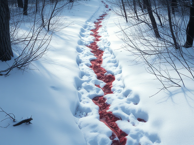 Blood trail in snow