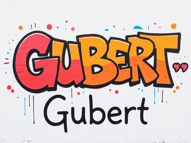 grafiti simple coloré sur fond blanc ecrit « Gubert »