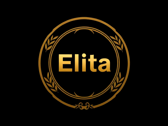 Make an Global Elite Rank Logo With a Golden text inside that says Elita on a black Background