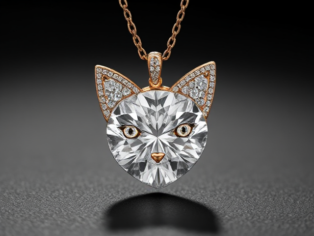 single diamond cut in shape of cat face jewellery single jewel necklace