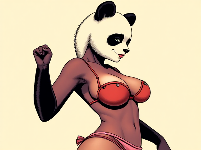 A female panda in a tight bikini