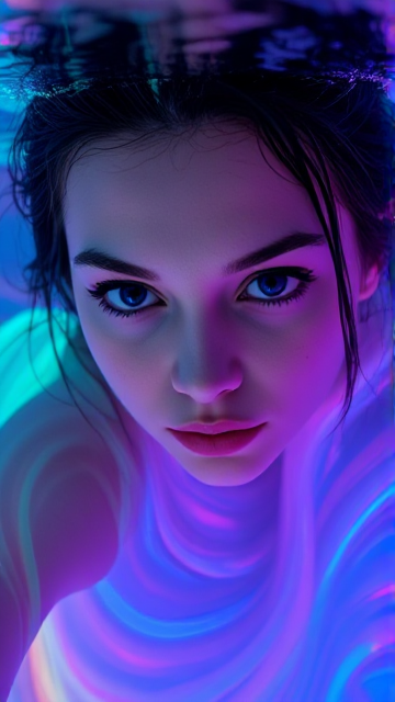 beautiful girl swimming in a pool of colorful thick slime, detailed face, beautiful eyes, long eyelashes, flawless skin, glowing ethereal skin, wet hair, dripping slime, swirling neon slime, swimming pose, pool of luminescent slime, underwater, vivid colors, dramatic lighting, cinematic, digital painting, hyper detailed, photorealistic, 8k, HDR, cinematic lighting, dramatic colors