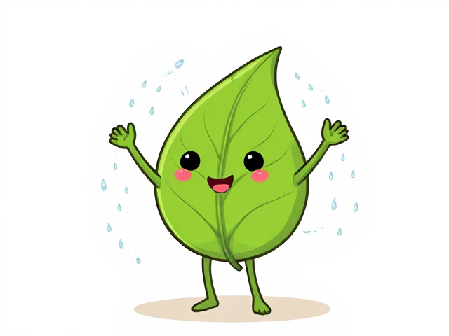Leaf with two arms and two legs showering