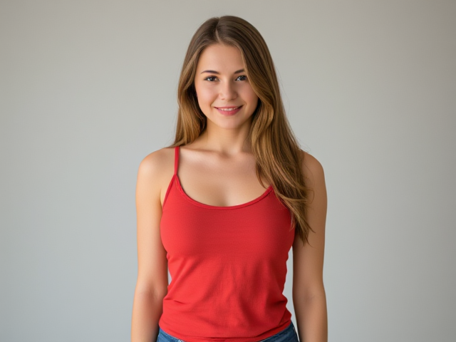 Beautiful Teenage girl wearing a tank top, full body picture
