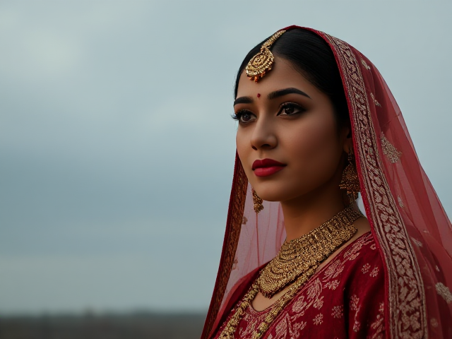 Indian woman in traditional Nikkah clothing