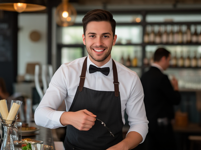 mid-twenties male restaurant host