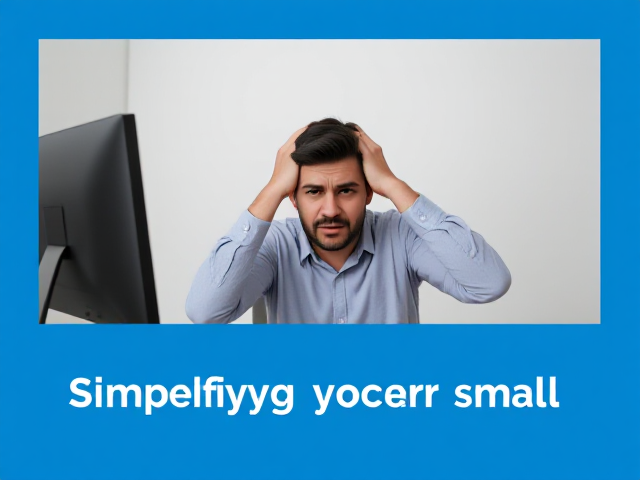 frustrated person at computer with text below saying Simplifying your small business IT