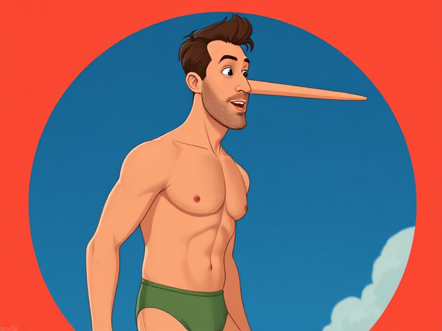 a man with a long nose in speedos