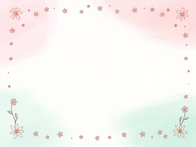 "Create a beautiful and inspiring first page for a journal, designed specifically for girls. The background should feature a soft pastel color palette, transitioning from light pink at the top to mint green at the bottom. Add a decorative border of delicate, lightly sketched flowers and whimsical stars that encircle the edges of the page. The overall texture should resemble a gentle watercolor effect, giving it an artistic and inviting feel. Leave a clear space in the center for an inspiring quote or title, ensuring the design is versatile enough to suit various journal themes. The edges should be soft and inviting, creating a sense of warmth and creativity."