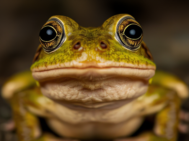 A highly detailed and expressive frog with its eyes bulging out in surprise, capturing intricate textures and vivid emotions