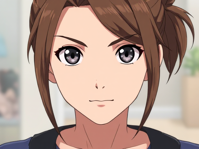 The personnage have a grey yeux with long brun hair attaché
 is a man the âge is ten year is à Fan of Pokémon