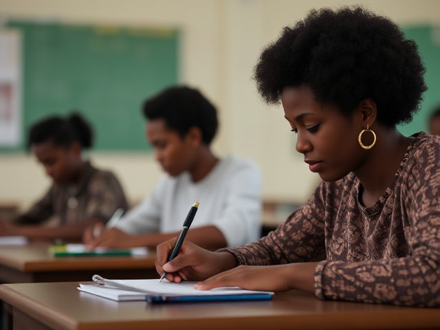 des enseignants afro américains écrivant dans une salle de classe