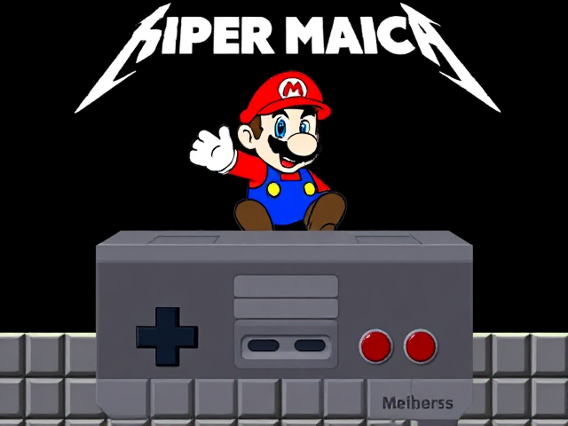 Super Mario NES game with members of Metallica