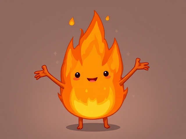 Fire with two arms and two legs with a leaf with two arms and two legs