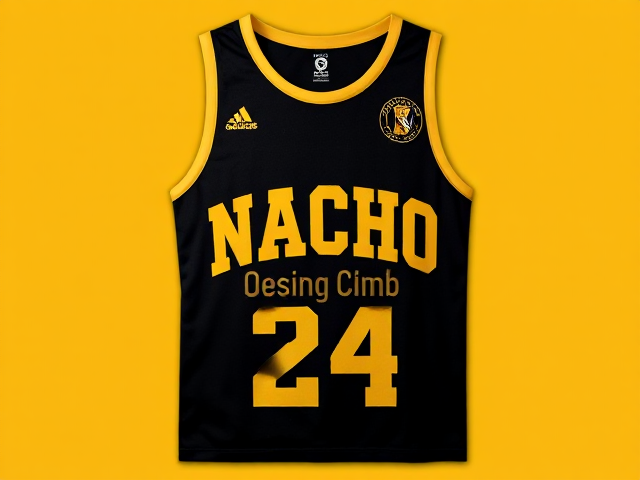 Black and gold singlet for a sports team called Nacho average squad