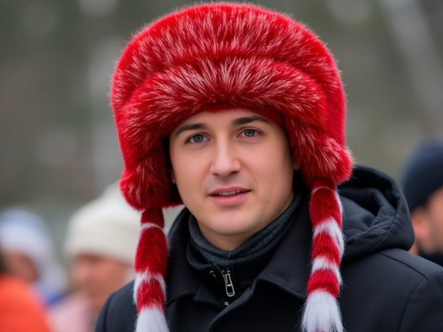 Justin Trudeau wearing a russian ushanka