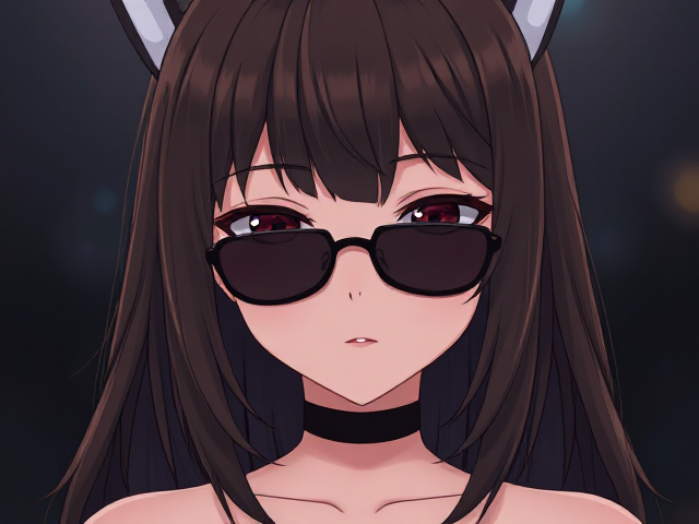 The personnage have a black glaces with brun hair