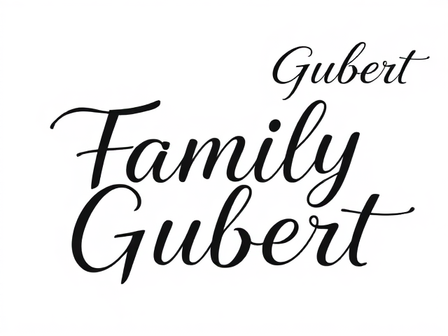 une belle ecriture Famille et Gubert en haut à droite d’un fond blanc