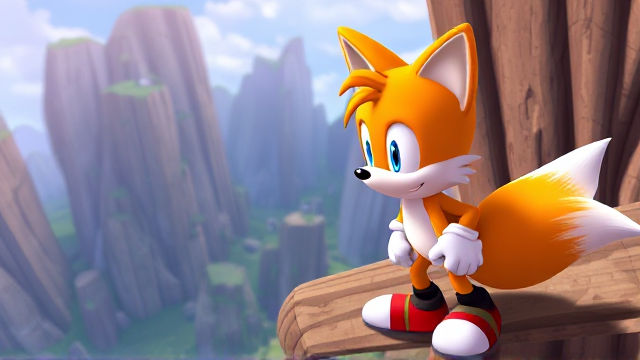 Tails the Fox is scared facing his fear of heights Tails' knees knock inward SEGA Video Game