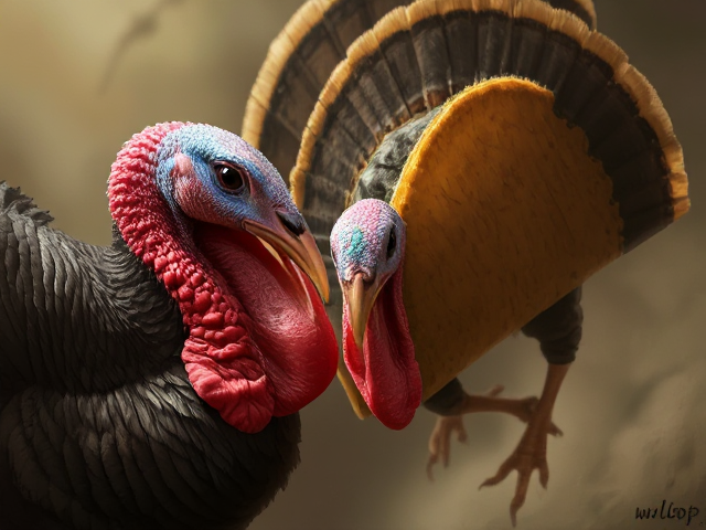 A turkey fights a taco.
