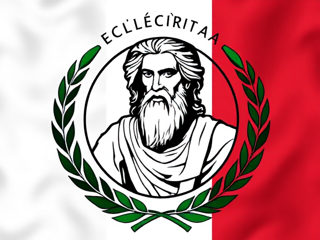 Create an image which will say Società Onoraria Italica. Please have in the image the Italian flag, Dante Alighieri, laurel leaves.