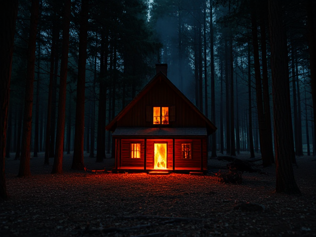 make a scenery for a song called “playing with matches” with a burning house and a forest surround it, incorporate matches. make it simple