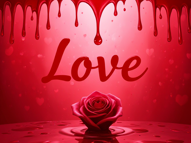 Pochette album,
Rouge cœurs ♥️ fond rouge et rose , 
liquide rouge qui coule du haut de l’écran.
Rose 🌹 la fleur 
Titre écriture (logo) = love’s feelings
Titre = love’s feelings
love’s feelings love’s feelings love’s feelings